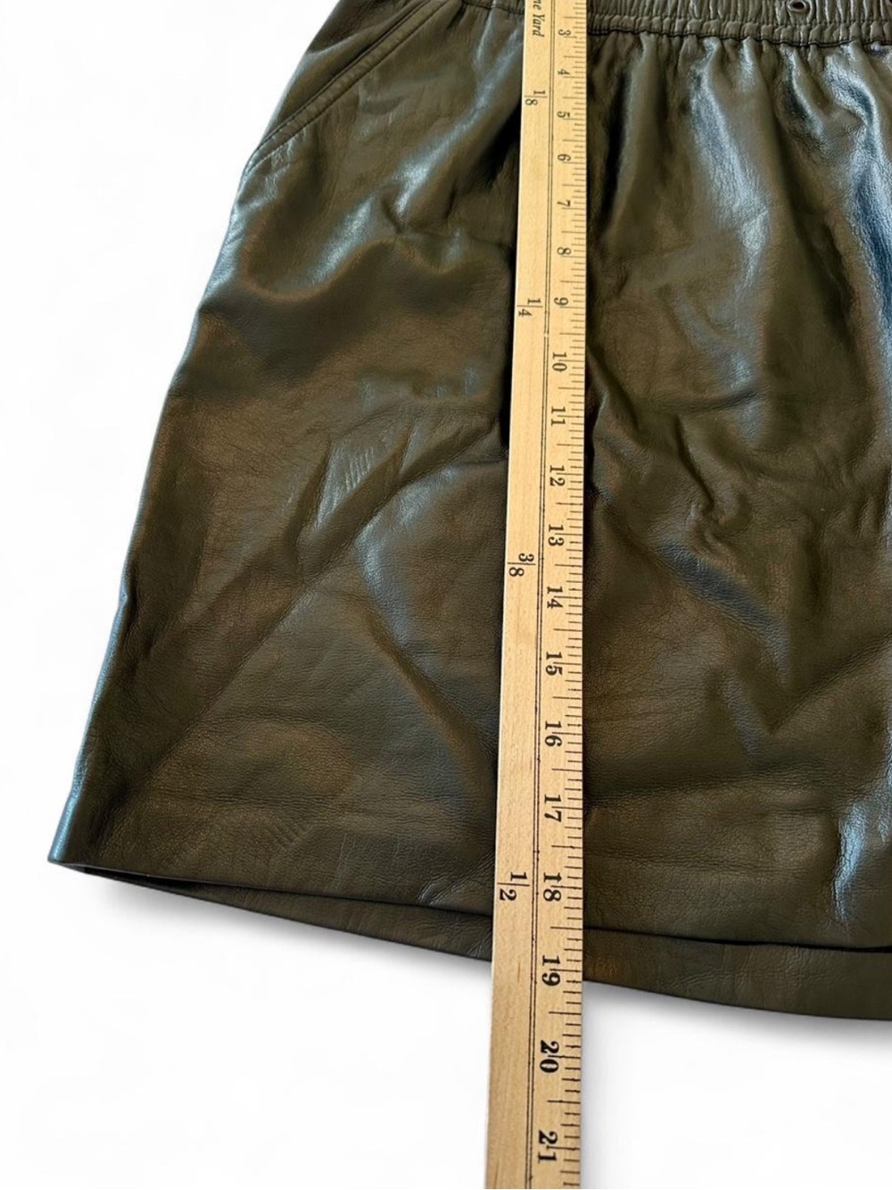 Good American Better Than Leather Black Faux Leather Pull On Mini Skirt 14/16 - Picture 7 of 7